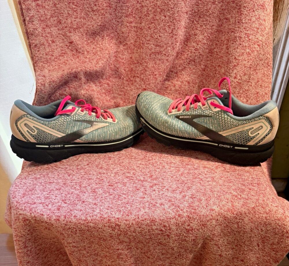 Brooks Ghost 14 South Beach Women's Lace-Up Mesh Running Shoes Blue/Pink 120356